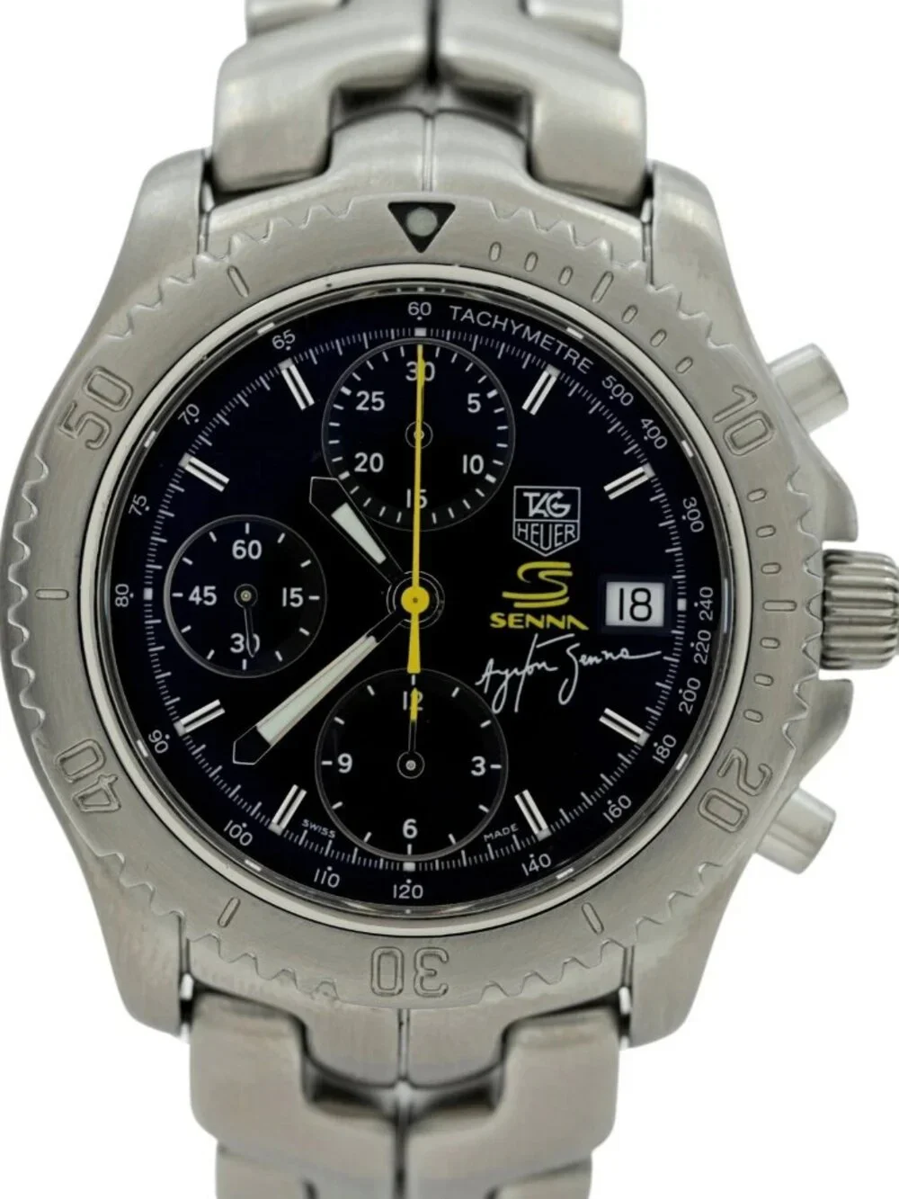 Tag Heuer 42mm Men's Link Limited Edition Aryton Senna Black Watch! Ref: CT2115!